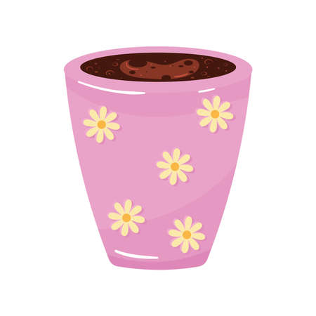 pink coffee mug with flowersのイラスト素材