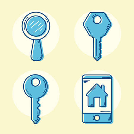 real estate four iconsのイラスト素材