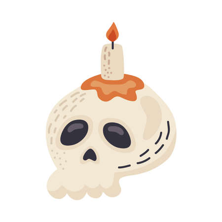 halloween skull with candleのイラスト素材