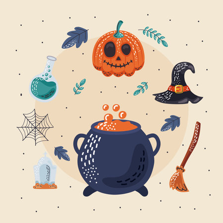 halloween celebration six iconsのイラスト素材