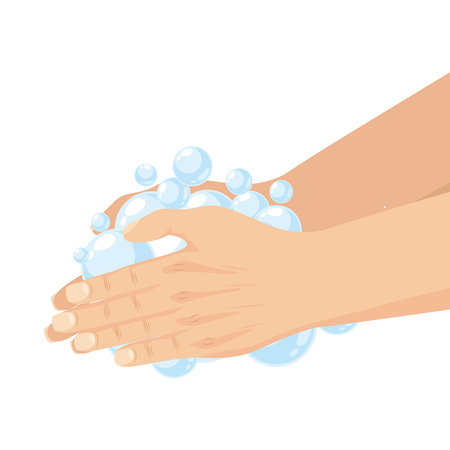 hands washing with foamのイラスト素材
