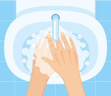 hands washing in washbasinのイラスト素材