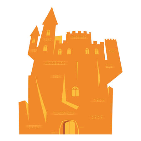 orange halloween dark castleのイラスト素材