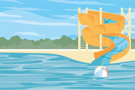 water park slide and balloonのイラスト素材