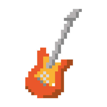 electric guitar pixel art styleのイラスト素材