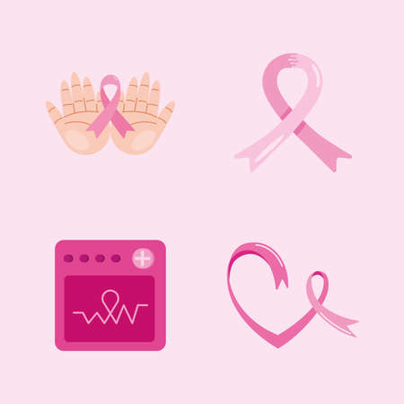 four breast cancer iconsのイラスト素材
