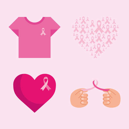 breast cancer four iconsのイラスト素材