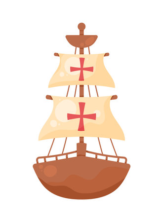 columbus caravel sailboat frontのイラスト素材