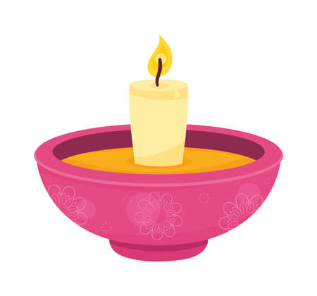 diwali ceremony pink candleのイラスト素材