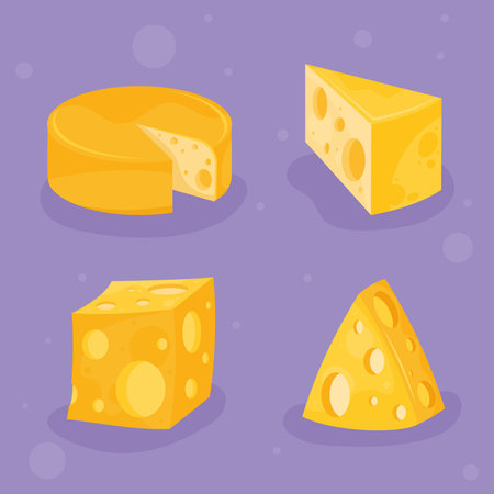 four cheeses types iconsのイラスト素材