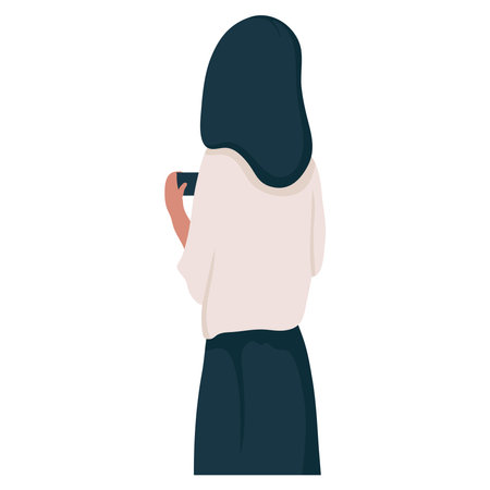 elegant woman drinking coffeeのイラスト素材