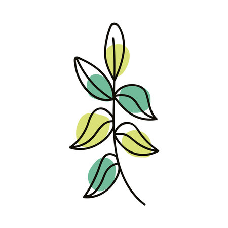 branch with leafs one lineのイラスト素材
