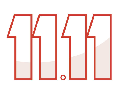 11 11 number red colorのイラスト素材