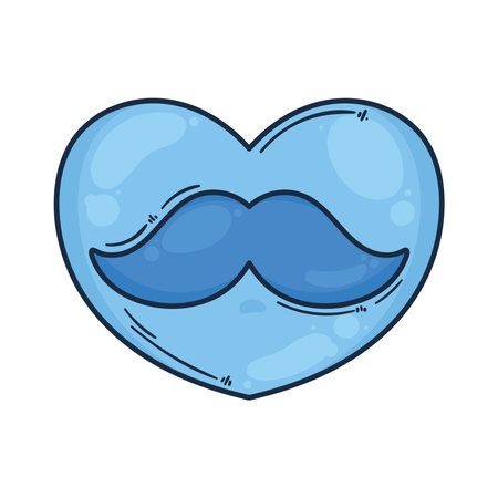 blue heart with mustacheのイラスト素材