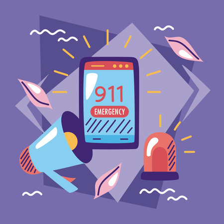 emergency service call in smartphoneのイラスト素材