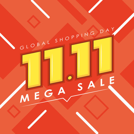 11 11 mega sale letteringのイラスト素材