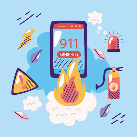 smartphone with emergency serviceのイラスト素材