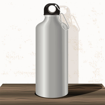 aluminum bottle mockup in tableのイラスト素材