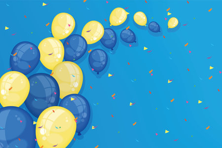 yellow and blue balloonsのイラスト素材