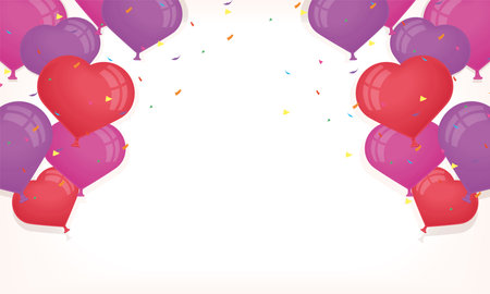 hearts balloons helium loveのイラスト素材