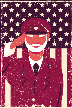 veteran military saludating flagのイラスト素材
