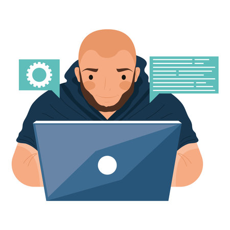 man developer with laptopのイラスト素材