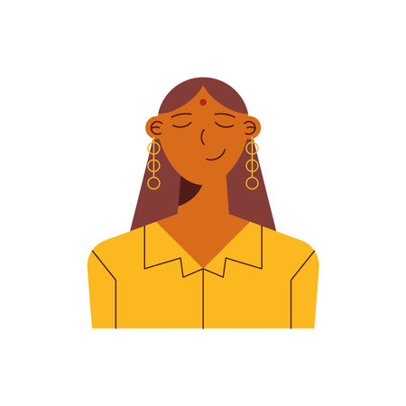 hindu woman avatar characterのイラスト素材