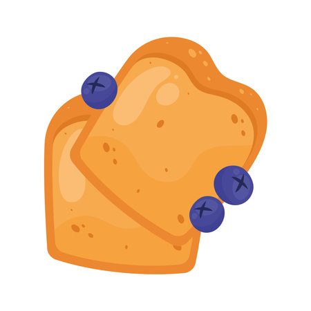 bread and blueberries breakfastのイラスト素材