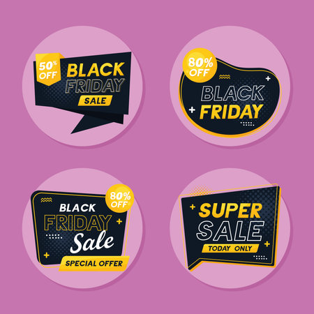 four black friday labelsのイラスト素材