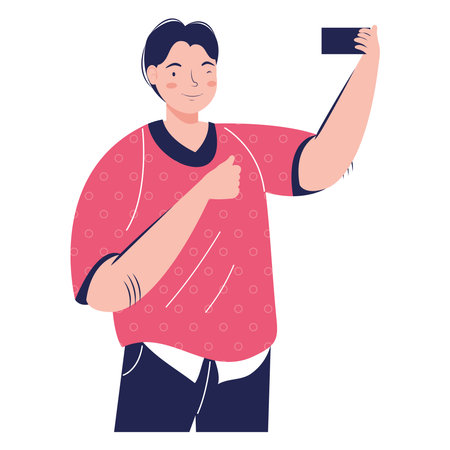 young man take a selfieのイラスト素材