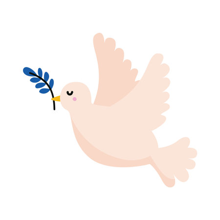 dove with olive branchのイラスト素材