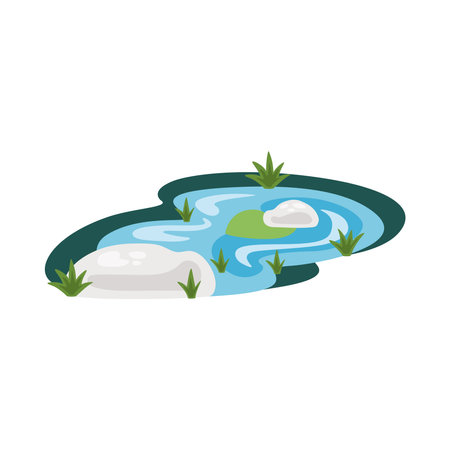 pond and plants jungleのイラスト素材