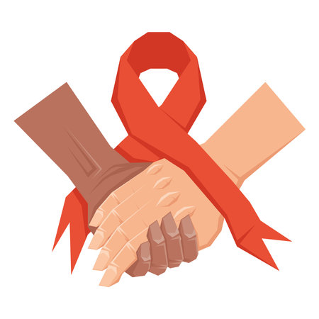 interracial hands with AIDS ribbonのイラスト素材