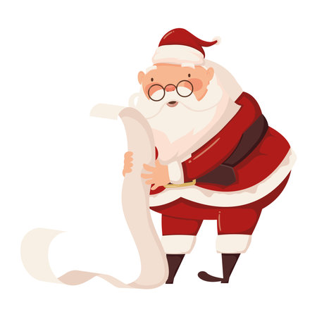 santa claus reading gifts listのイラスト素材