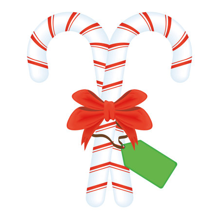 christmas sweet canes with bowのイラスト素材