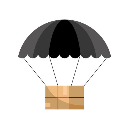 delivery box in parachuteのイラスト素材