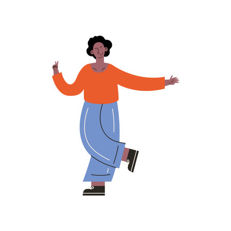 afro woman dancingのイラスト素材