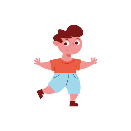 little kid boy runningのイラスト素材