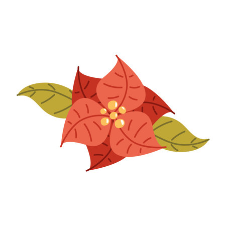 christmas flower with leafsのイラスト素材
