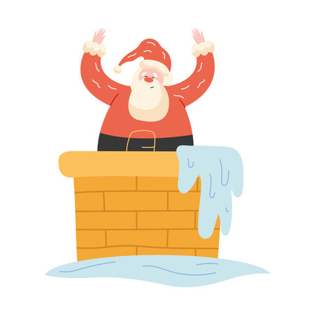 santa claus in chimneyのイラスト素材
