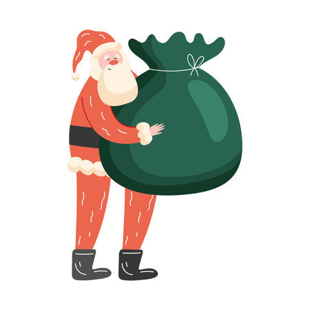 santa claus with gifts bagのイラスト素材