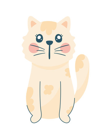 little cat seated frontのイラスト素材