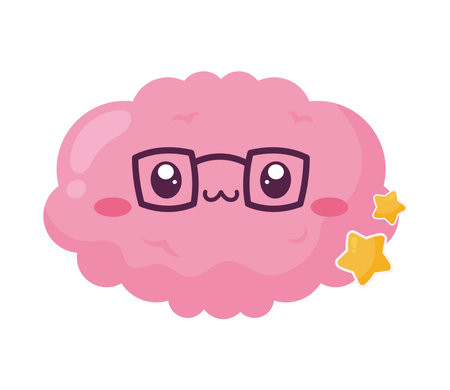 cute brain kawaii styleのイラスト素材