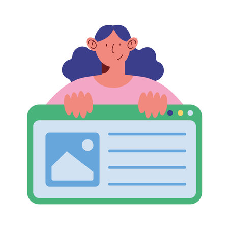 woman with website templateのイラスト素材