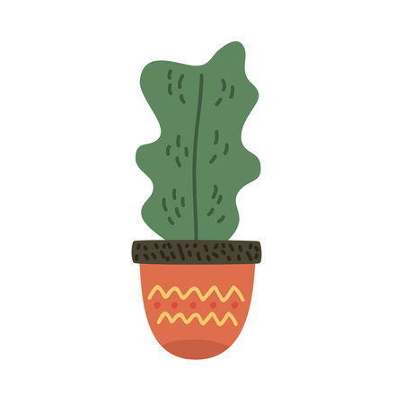 houseplant in orange potのイラスト素材