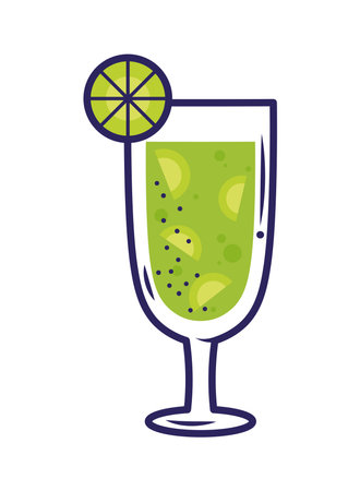 green tropical cocktail and fruitのイラスト素材