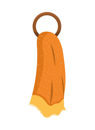 orange bathroom towel hangingのイラスト素材