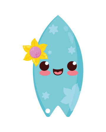 surfboard kawaii style characterのイラスト素材