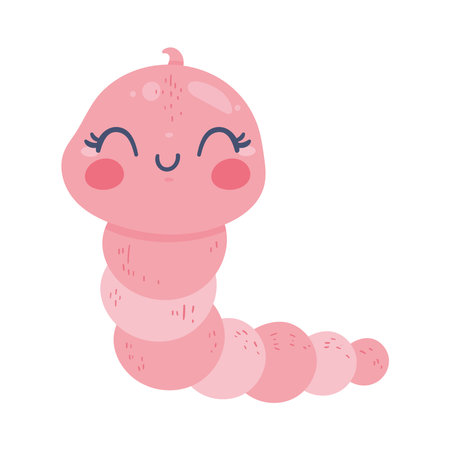 pink worm garden animalのイラスト素材