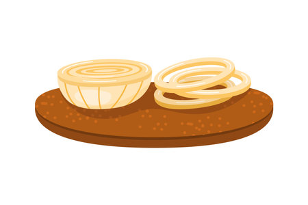 onion cut in kitchen boardのイラスト素材